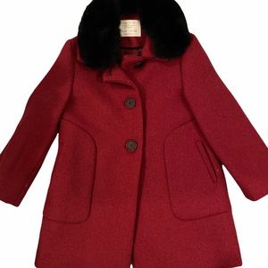 Zara 5T Red Coat with faux fur collar